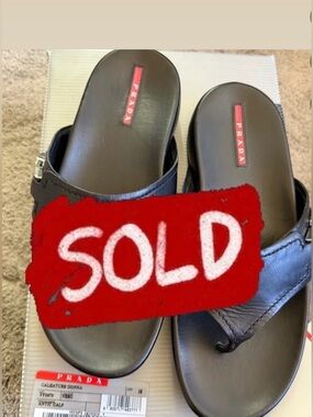 Prada Black Leather Flip Flops